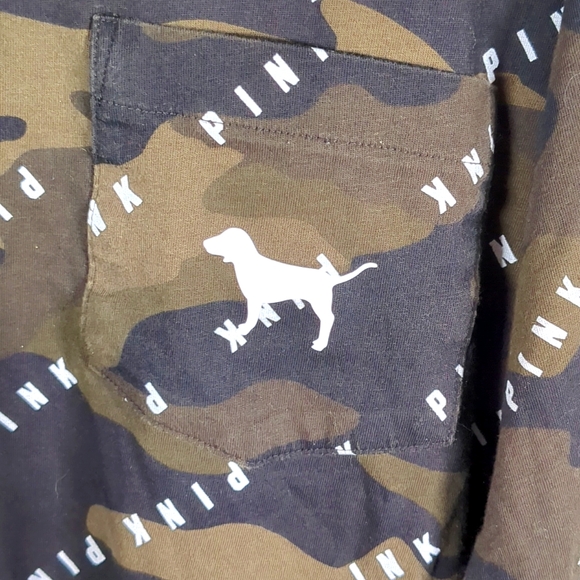 Victoria Secret PINK Camo Long Sleeve T Shirt W/ Pocket Size Small EUC - Picture 3 of 11